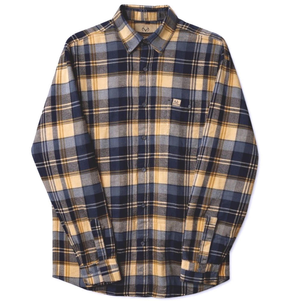 Realtree‎ Men's Plaid Flannel Long Sleeve 100% Cotton Button Down Shirt  Size L
